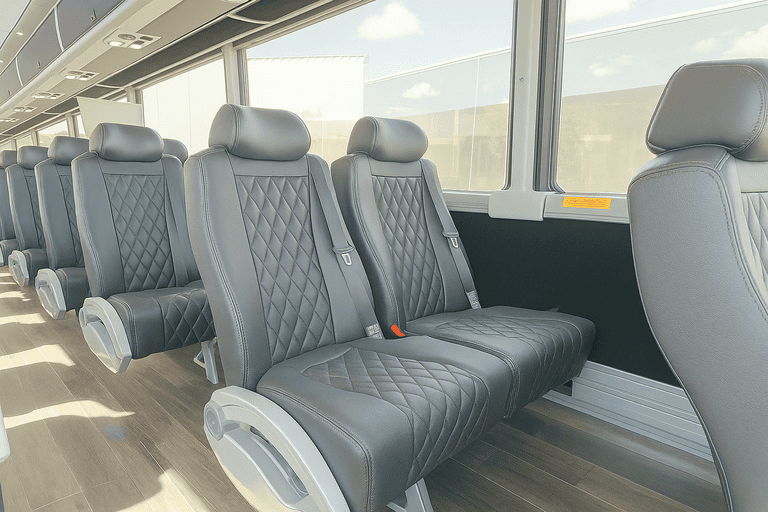 interior of Lynn Minibus Company charter bus