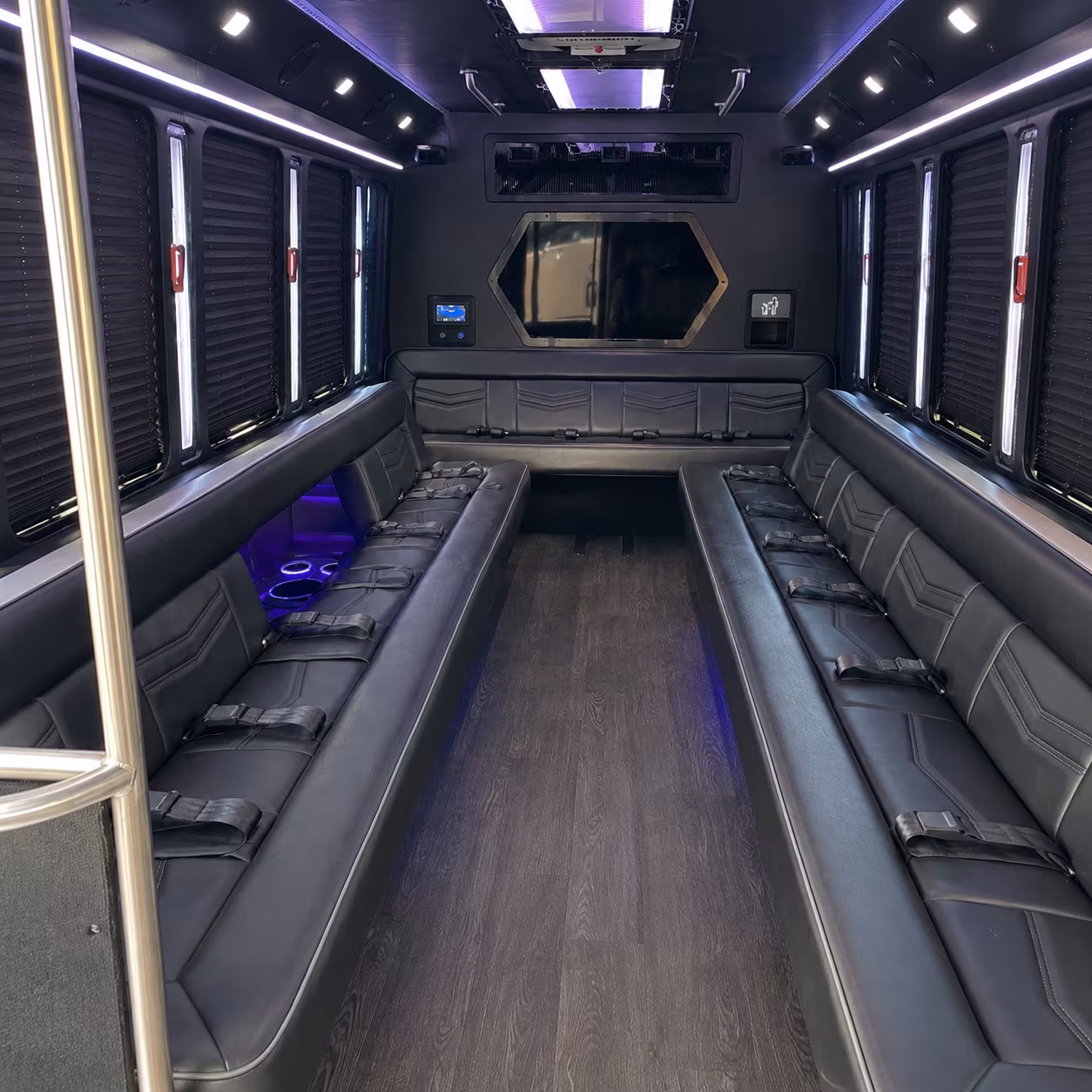 lynn 18 passenger party bus interior